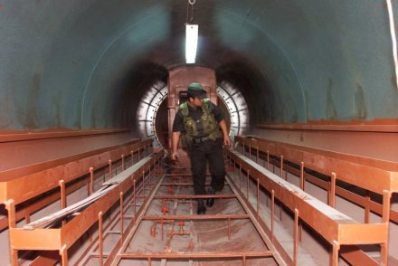View of the interior of the narco-sub that was built in Bogota